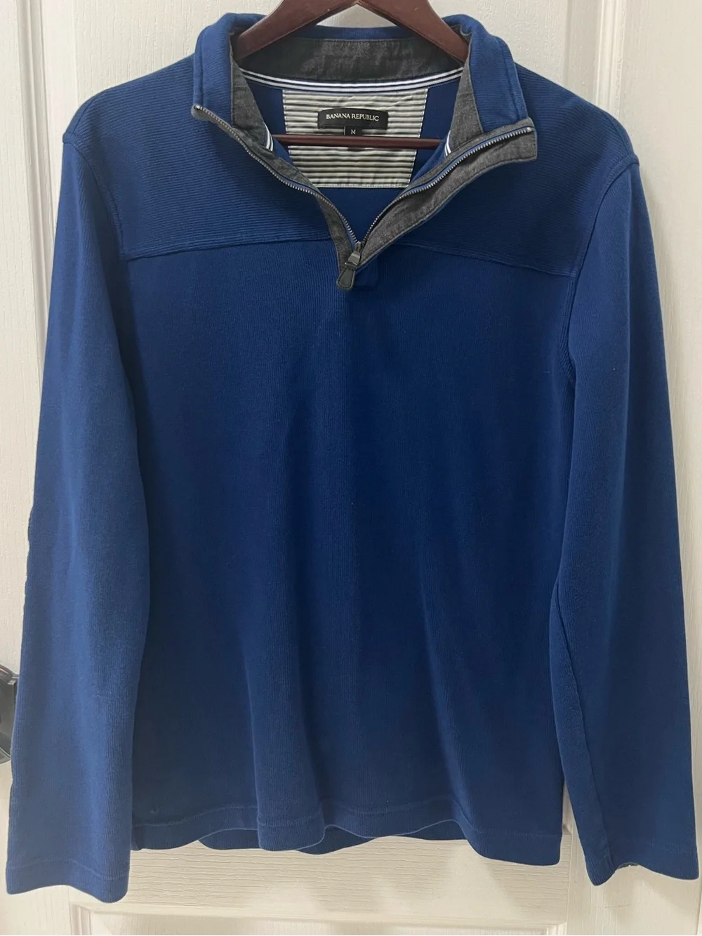Banana Republic Military 1/4 Zip Knit Pullover Sweater Royal Blue Mens Medium